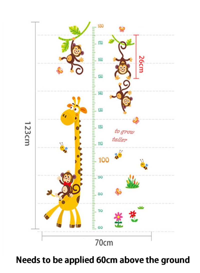 Cartoon Animals Growth Chart Tree and Animals Wall Stickers Giraffe and Monkey Kids Height Chart - Image 5