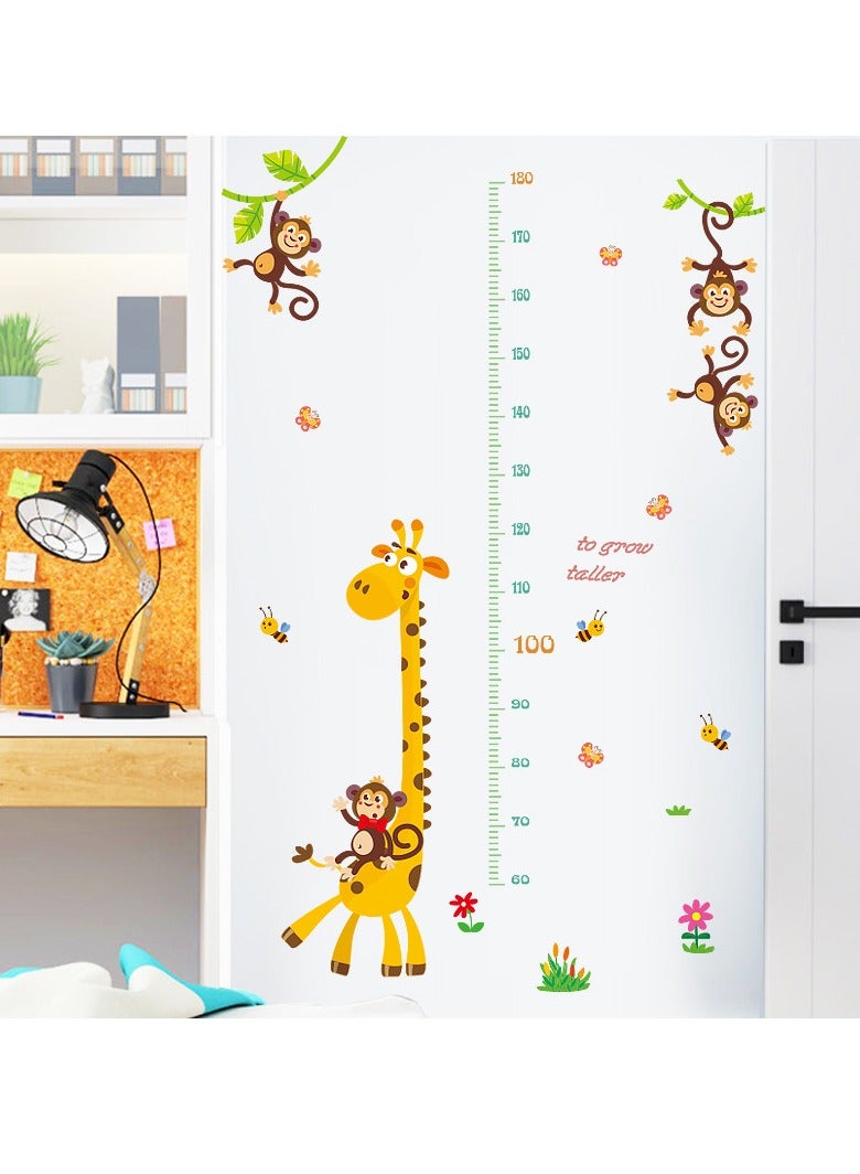 Cartoon Animals Growth Chart Tree and Animals Wall Stickers Giraffe and Monkey Kids Height Chart - Image 4