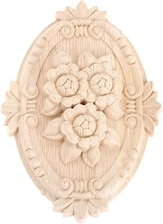 MUXSAM MUXSAM 1-Pack Furniture Onlay Appliques, 13x9cm/5.12"x3.54", Wood Carved Rose Pattern for Door Cabinet Dresser Center - Image 1