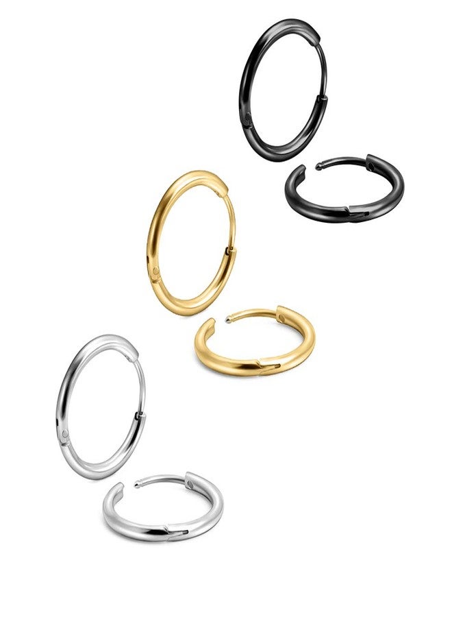 EACHLP Gold Silver Black Plating Endless Cartilage Hoops 7MM Tiny Sleeper Thin Hoop Earrings for Boy&Girl 20G Nose Rings Helix Septum Daith Lobe Lip Tragus Nipple Snug Second Third Hole Body Piercing Jewelry - Image 1