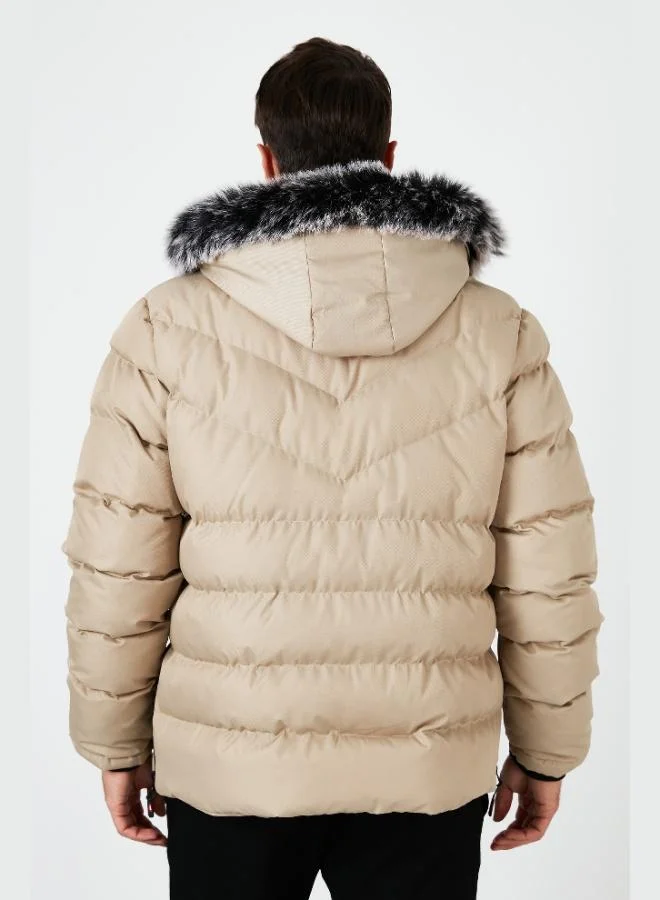 Buratti  Buratti Slim Fit Faux Fur Plush Lined Detachable Hooded Puffer Coat Men's COAT 5761080 B for Men | Best Price UAE