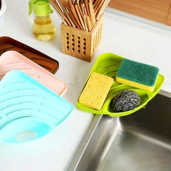 ATEVON Triangular Sink Organizer – Multi-Purpose Corner Storage Rack for Kitchen Sponge, Scrubber & Soap Holder - Image 2