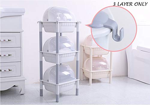Krevia PVC 3 Layer Polished Plastic Storage Organizer Rack Shelf Color May Vary - Image 3