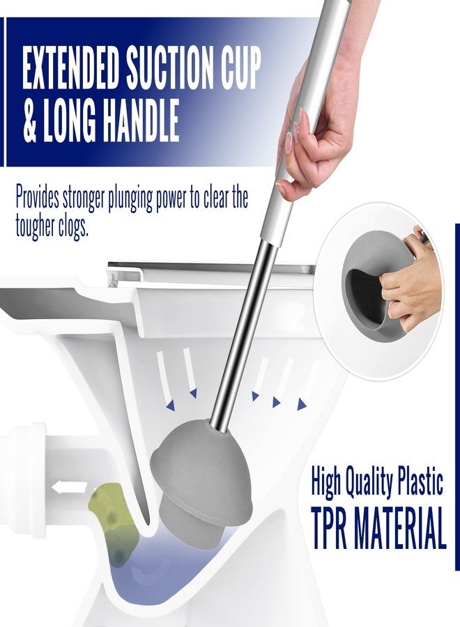 True Fresh Toilet Brush and Plunger Set with Holder Caddy -Stainless Steel Brush and Toilet Plunger for Heavy Duty -2-in-1 Scrubber Combo with Hidden Tweezer & Extendable Plastic Handle - Image 2