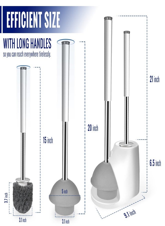True Fresh Toilet Brush and Plunger Set with Holder Caddy -Stainless Steel Brush and Toilet Plunger for Heavy Duty -2-in-1 Scrubber Combo with Hidden Tweezer & Extendable Plastic Handle - Image 4