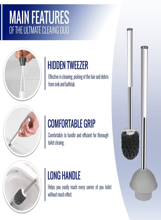 True Fresh Toilet Brush and Plunger Set with Holder Caddy -Stainless Steel Brush and Toilet Plunger for Heavy Duty -2-in-1 Scrubber Combo with Hidden Tweezer & Extendable Plastic Handle - Image 5