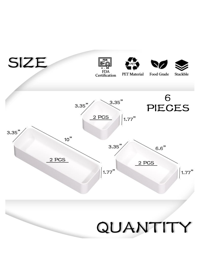 SYOSI مجموعة صناديق تخزين الأدراج 6 قطع منظم أدراج قابلة للتكديس صناديق تخزين مكتبية متعددة الاستخدامات لمستحضرات التجميل وأدوات المائدة صندوق منظم لمزينة الحمام وغرفة النوم والمطبخ والمكتب أبيض - Image 2