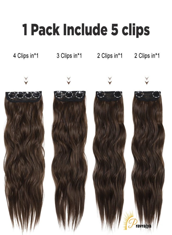 برافراجيا وصلات شعر برافراجيا بطول 24 بوصة، شعر بني مجعد كثيف، 5 مشابك BB مع وصلات شعر مزدوجة الخصل للنساء (4t33) - Image 4