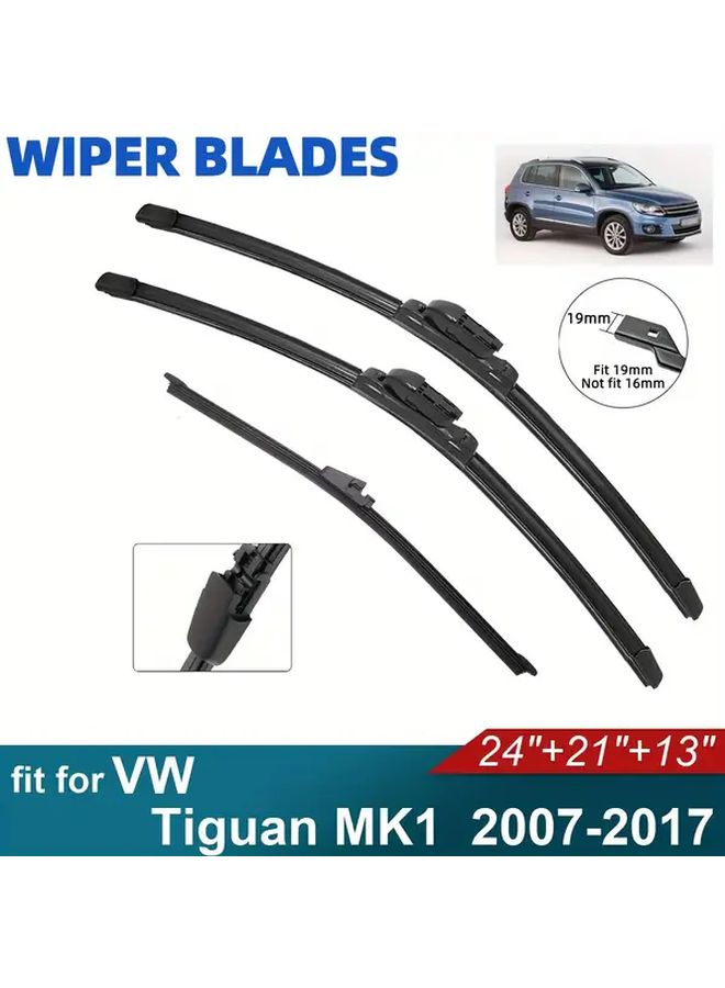 Frameless Front And Rear Wiper Blades Set 3pcs For VW Tiguan MK1 24 21 13 Inch - Image 1