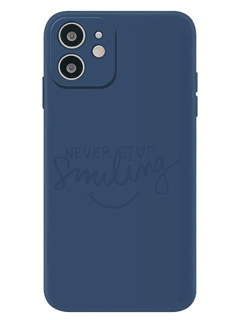 Theodor Protective Slim Fit Case Liquid Silicone Cover with Full Body Protection Anti-Scratch Shockproof Case For iPhone 12 Blue  - Never Stop Smilling - Image 1