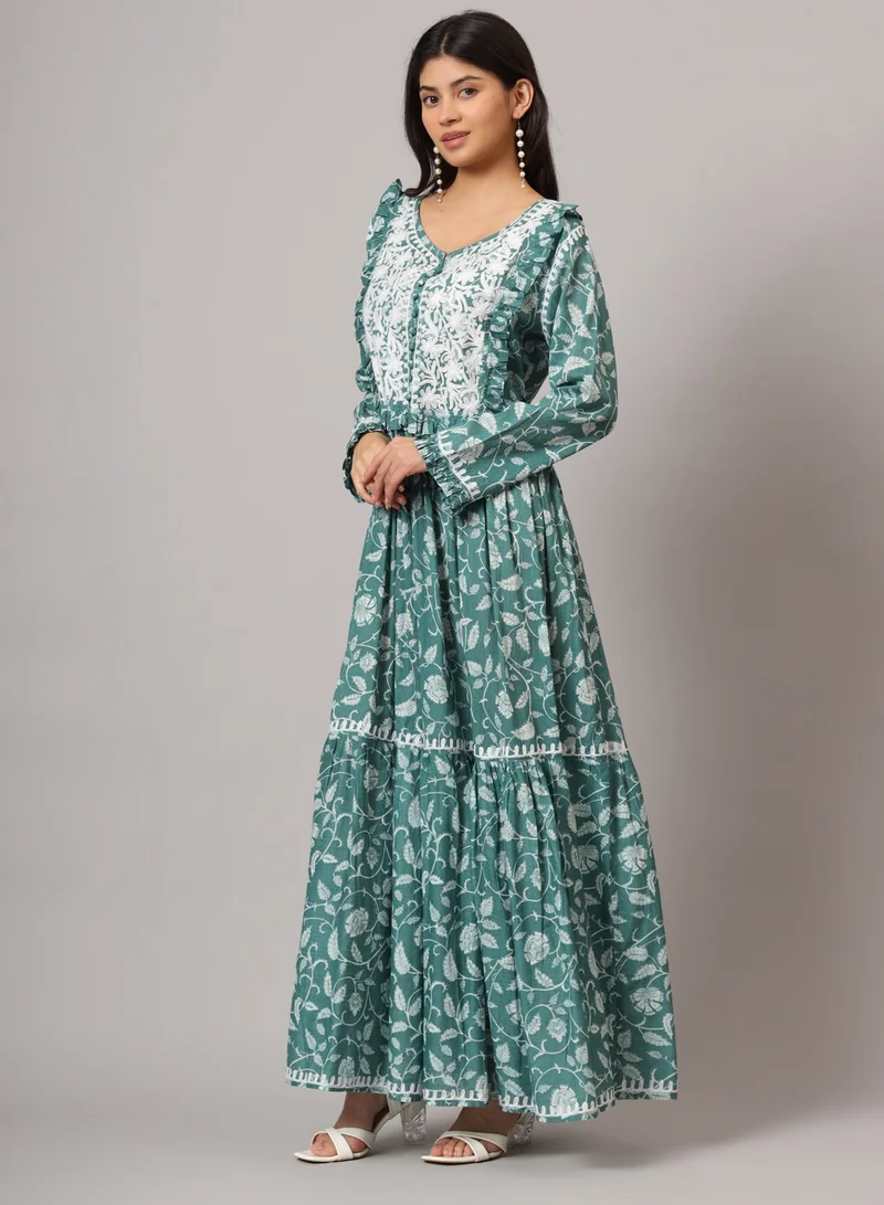 الايا جلابية شيكانكاري مطرزة يدوياً على شكل حرف أ من القطن مولمول-AL3941
