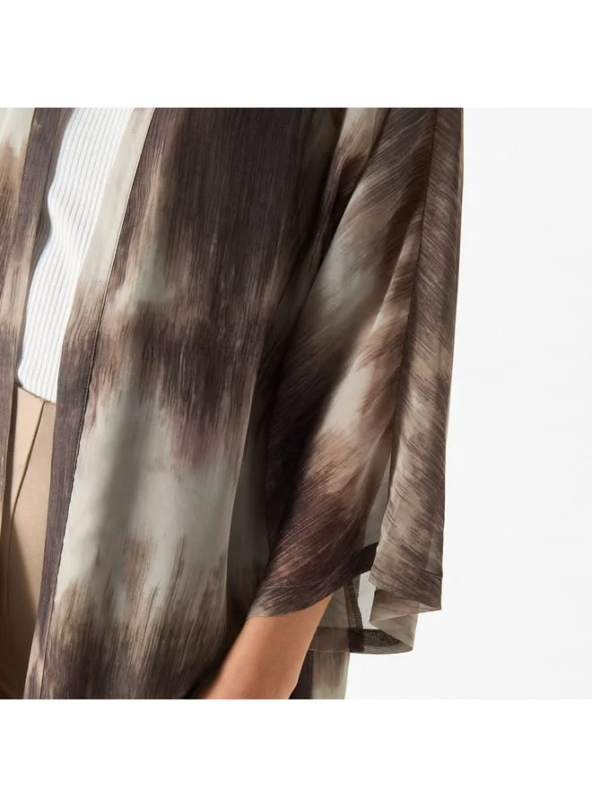 Iconic Iconic Printed Open Front Kimono Shrug