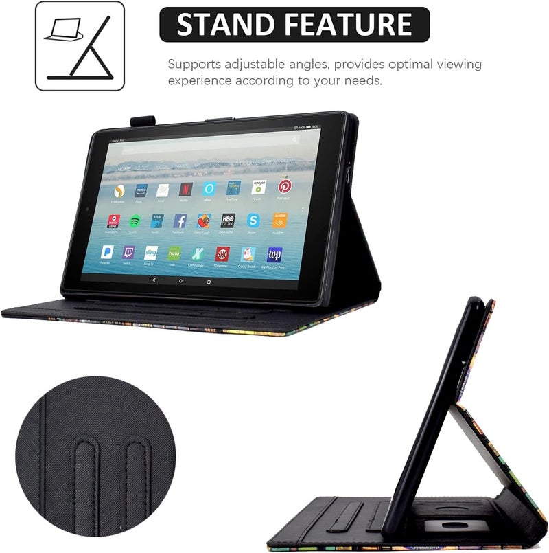حافظة واقية من نوع "Folio Stand Cover" مصنوعة من جلد PU عالي الجودة لجهاز Fire HD 8 (الجيل الثامن/السابع/السادس، إصدارات 2018/2017/2016)، تتميز بتصميم يشبه الزهور. - Image 5