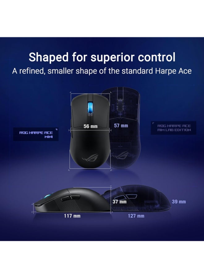 ASUS ROG Harpe Ace Mini Wireless Gaming Mouse, 49g Lightweight, AimPoint Pro 42K Optical Sensor, Optical Micro Switches, ROG Polling Rate Booster, Esports & FPS Gaming, Small, Medium, Black - Image 3