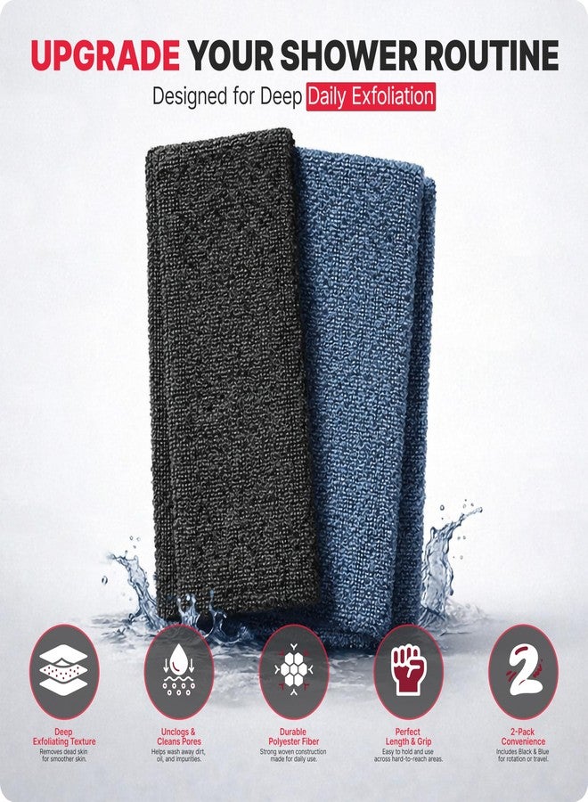 BLKSMITH 2-Pack Exfoliating Fiber Towels for Men - Perfect for Bath & Shower, Designed for Deep Clean & Skin Care - Image 2