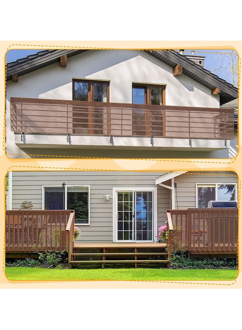 Excefore شبكة أمان للأطفال، مجموعتان، واقي درابزين متين لسلامة الأطفال، درابزين السلالم، أسرة الشرفة، درابزين شبكة السلم لحماية الأطفال، شبكة سلم سهلة التركيب للأطفال والحيوانات الأليفة والألعاب (بني، 3 × 0.79 متر) - Image 5