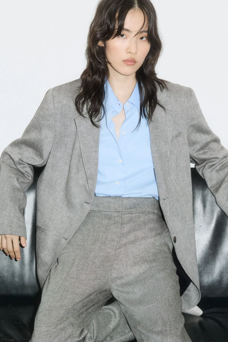 H&M Tailored linen-blend trousers