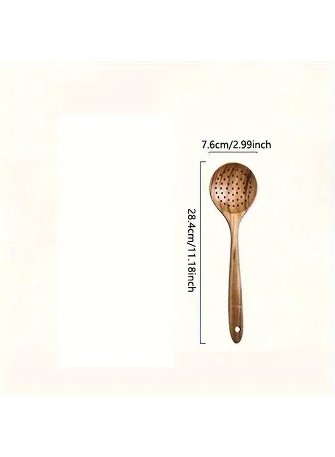 Wooden Kitchen Utensils Set With Colander Natural Wood Spoons And Slotted Spatula - Image 4