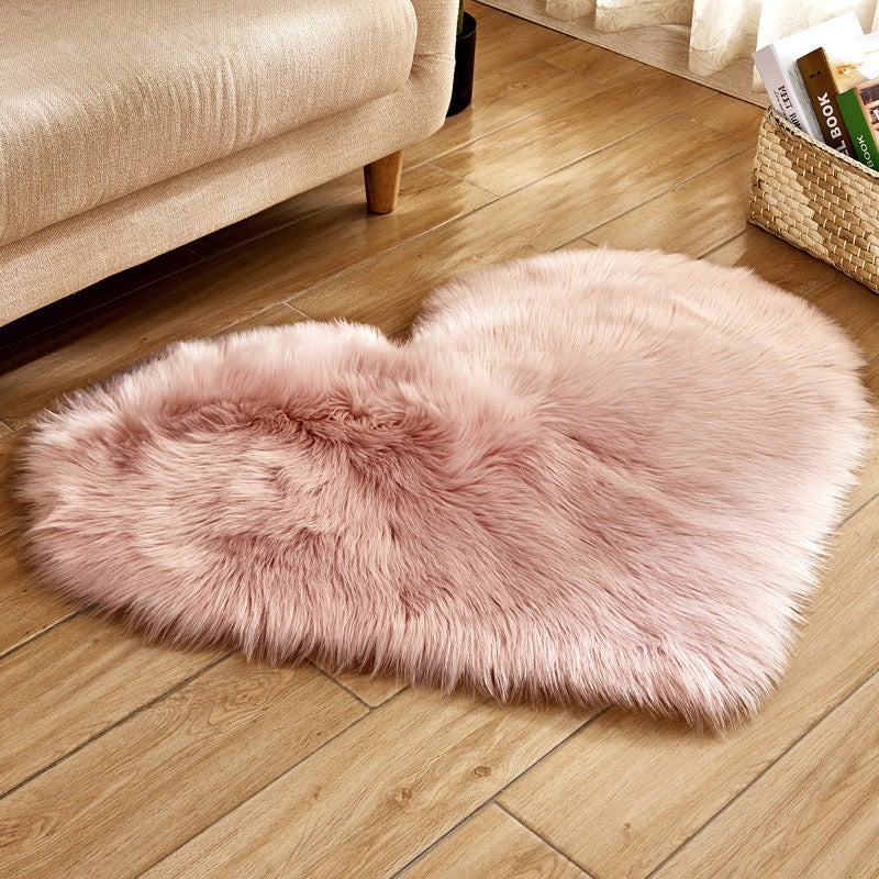 Heart Shaped Plush Anti-Slip Floor Mat, 2 Pack Wool-Like Cozy Soft Home Decor Carpet for Living Room Bedroom Indoor Use - Image 1