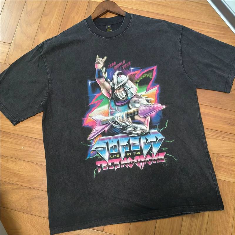 American Hiphop Street Fashion Brand Washed Old Short-Sleeved T-Shirt Gao Ke Heavy Vibe Lazy Half-Sleeved Tee - Image 4