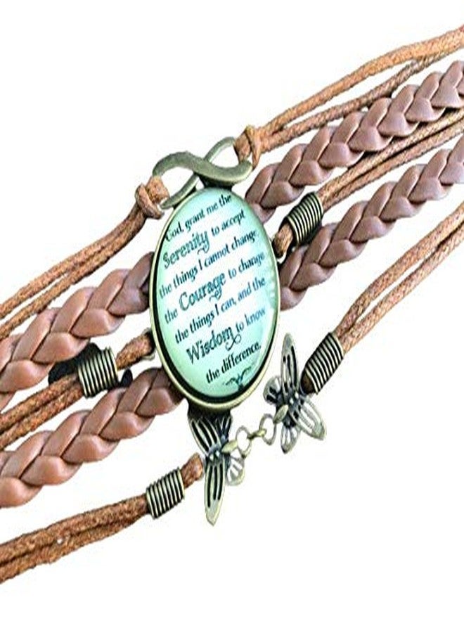Jewelry Serenity Prayer Leather Bracelet - Sobriety Gift for Women - AA NA Motivational Inspirational Addiction Recovery Gift - Image 1