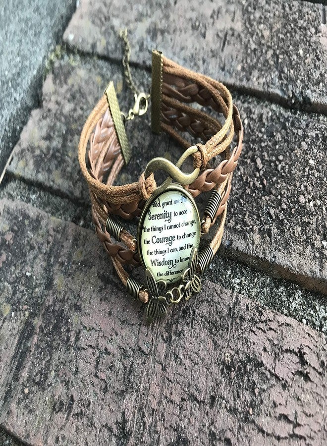Jewelry Serenity Prayer Leather Bracelet - Sobriety Gift for Women - AA NA Motivational Inspirational Addiction Recovery Gift - Image 4