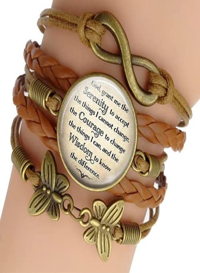Jewelry Serenity Prayer Leather Bracelet - Sobriety Gift for Women - AA NA Motivational Inspirational Addiction Recovery Gift - Image 2