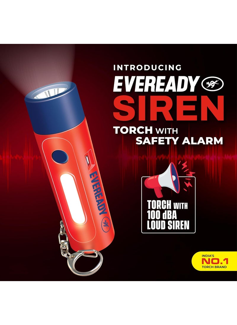 Eveready Eveready Siren DL102 Rechargeable Torch with 100 Decibels dBA Personal Safety Alarm for Women Kids Elderly 1W Torch 1W Sidelight Flasher Keychain USB Type B Fast Charging  - Image 2