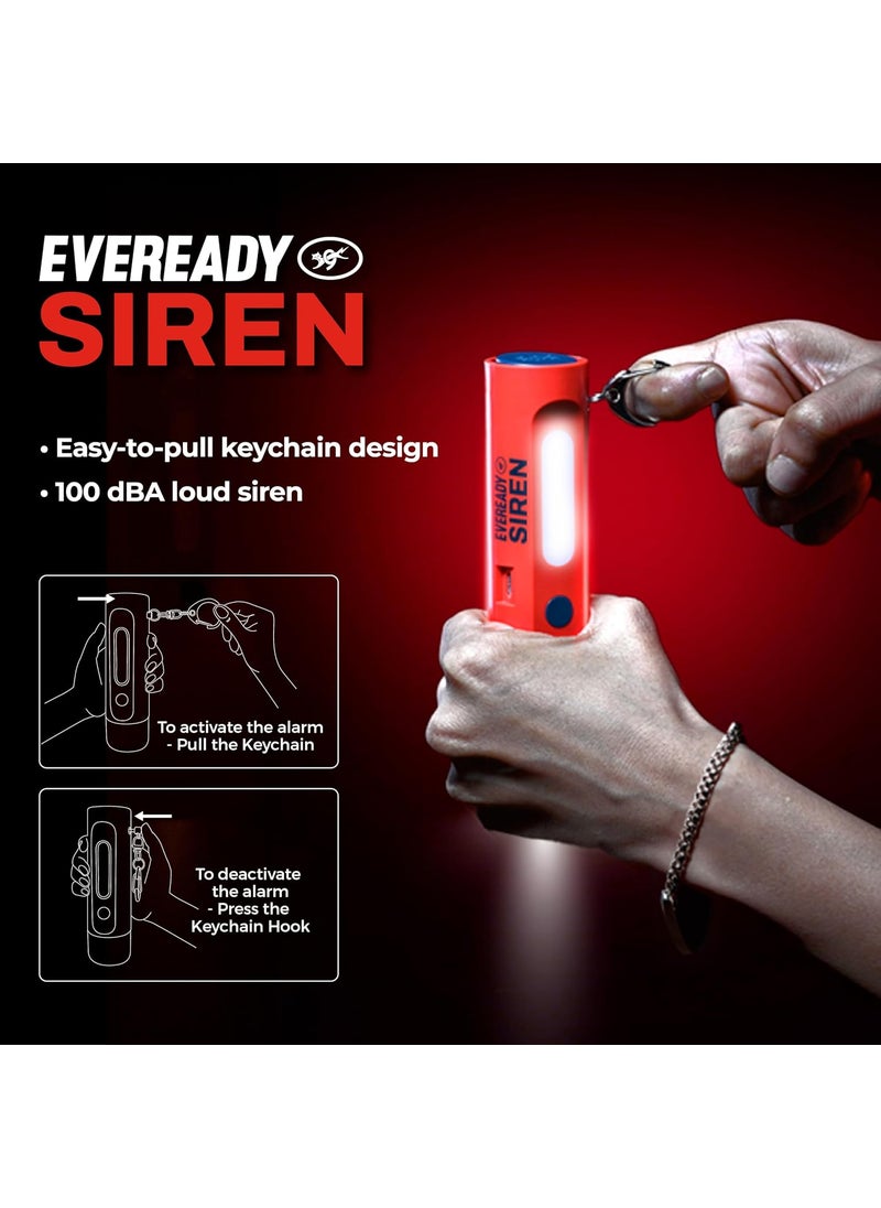 Eveready Eveready Siren DL102 Rechargeable Torch with 100 Decibels dBA Personal Safety Alarm for Women Kids Elderly 1W Torch 1W Sidelight Flasher Keychain USB Type B Fast Charging  - Image 4