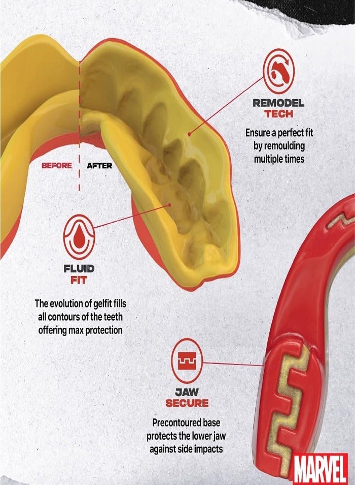 MARVEL Iron Man mouthguard Junior, Full contact for all sports including rugby, martial arts, boxing, ice hockey and all contact sports - Image 3