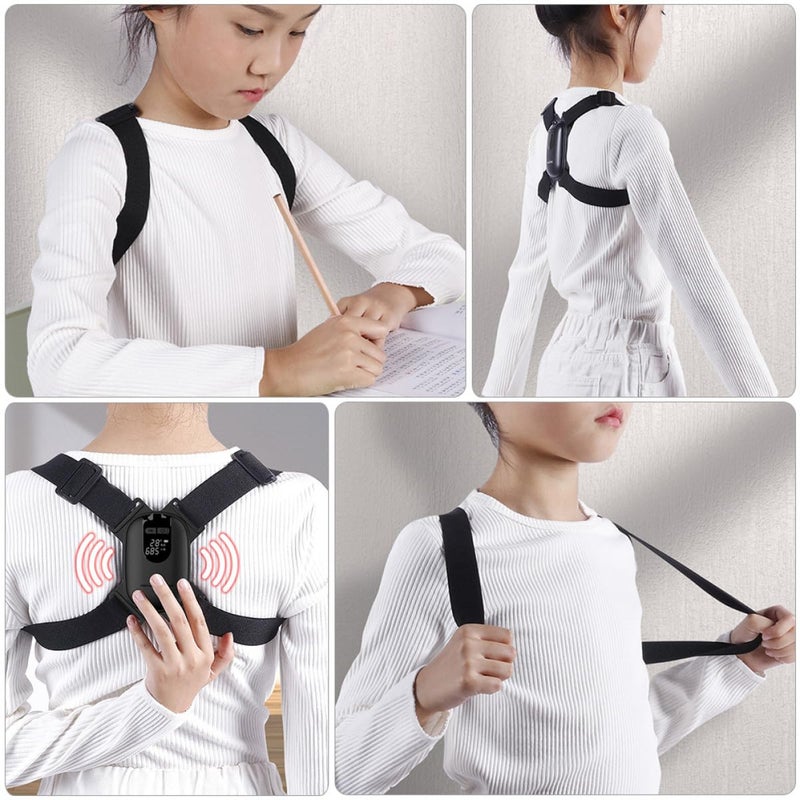 Adjustable Back Posture Corrector Belt with Intelligent Sensor for Shoulder Support Daily Wear Black - Image 5