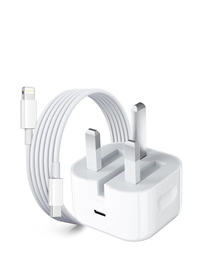 Raxoom Charger,20W PD USB C Charging Plug with 1M Lightning Cable for 14 13 12 11 Pro Max XR XS X,