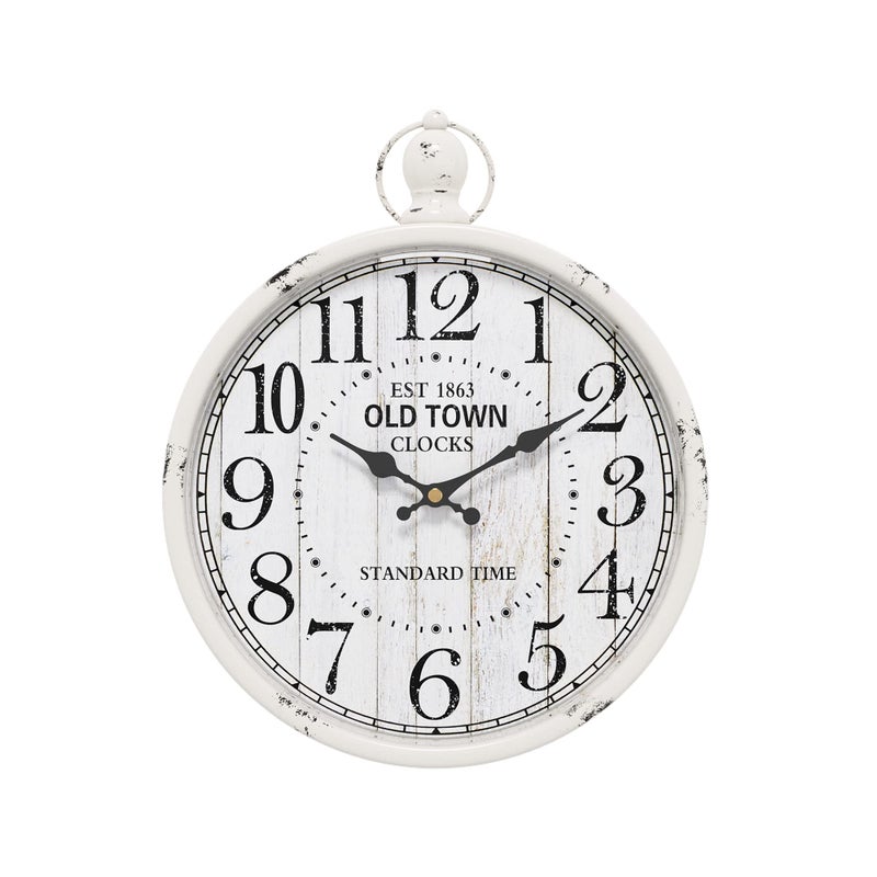 Menterry Menterry Retro Round Wall Clock White Vintage Antique Style Battery Operated Silent Wall Clocks for FarmhouseBathroomKitchenBedroomOffice 118 H x 93 W 