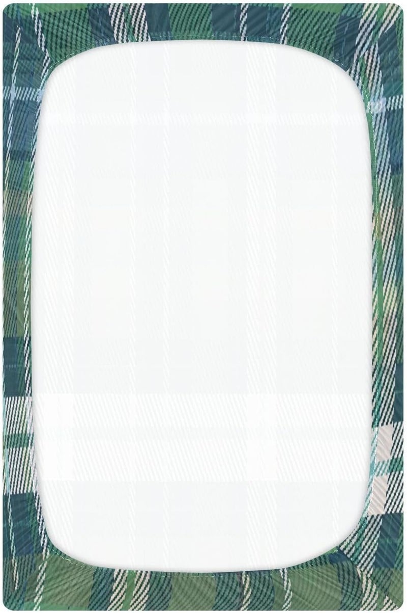Green Plaid Crib Sheets for Boys Girls Ultra Soft Breathable Baby Crib Sheet Fitted Crib Sheets for Standard Size Crib and Toddler Mattresses, 39 x 27 Inch - Image 3