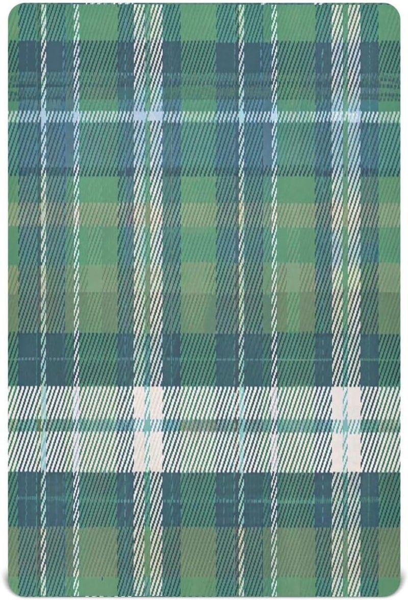Green Plaid Crib Sheets for Boys Girls Ultra Soft Breathable Baby Crib Sheet Fitted Crib Sheets for Standard Size Crib and Toddler Mattresses, 39 x 27 Inch - Image 1