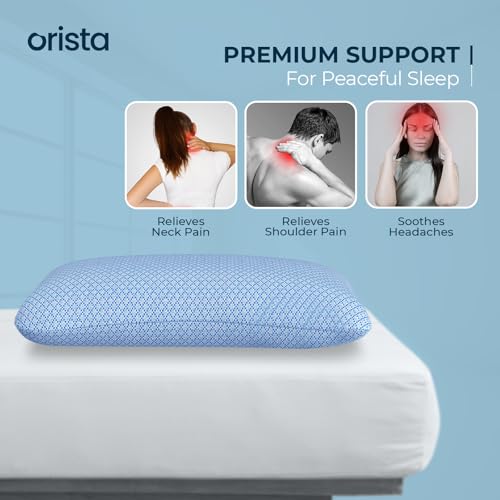 Orista™ Shredded Memory Foam Pillow – Adjustable Loft Bed Pillow with Jacquard Fabric Cover, Orthopedic Neck Support for Side, Back & Stomach Sleepers (Premium Blue, Pack of 2) - Image 5
