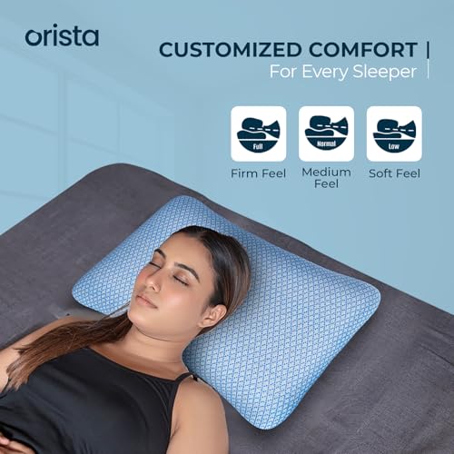 Orista™ Shredded Memory Foam Pillow – Adjustable Loft Bed Pillow with Jacquard Fabric Cover, Orthopedic Neck Support for Side, Back & Stomach Sleepers (Premium Blue, Pack of 2) - Image 4
