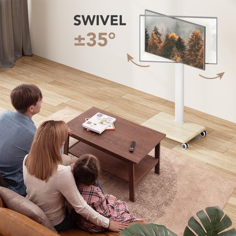 AX WABER Mobile TV Stand for 27 to 65 Inch TVs,Portable Rolling TV Cart on Wheels, Tall Universal Floor Stands with Swivel Mount, Height Adjustable Sleeking Standing Mount Fit Corner, Bedroom, Outdoor - Image 2