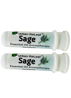 Urban ReLeaf Sage Essential Oil Aromatherapy Nasal Inhalers, Set of 2 — Pure Undiluted White & Clary Sage Oils, Easy Open Snap Top. Made in USA. Alcohol-Free. No Mess. Pocket Size.  - Image 1