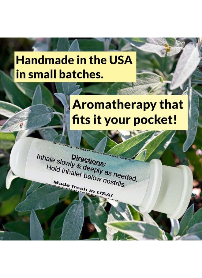 Urban ReLeaf - Sage Essential Oil Aromatherapy Nasal Inhalers, Set of 2 — Pure Undiluted White & Clary Sage Oils, Easy Open Snap Top. Made in USA. Alcohol-Free. No Mess. Pocket Size. - Image 1