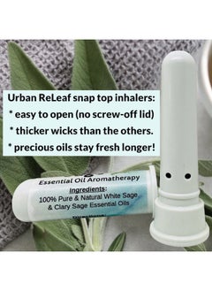 Urban ReLeaf Sage Essential Oil Aromatherapy Nasal Inhalers, Set of 2 — Pure Undiluted White & Clary Sage Oils, Easy Open Snap Top. Made in USA. Alcohol-Free. No Mess. Pocket Size.  - Image 4