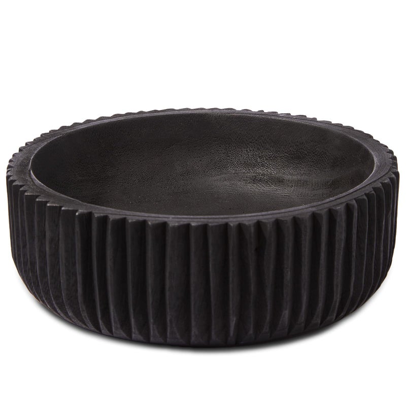 DN DECONATION Wooden Decorative Bowl, 9.84â€ Black Wood Fruit Bowl for Rustic Home Decor, Key Bowls for Farmhouse Decor Table Centerpiece Entryway Living Room Kitchen - Image 1