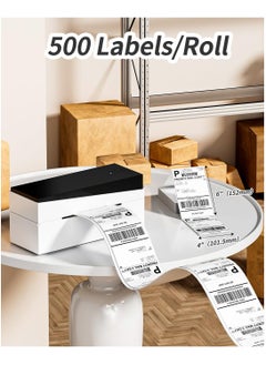 phomemo 4x6 Thermal Direct Shipping Label, 4''x 6'' Fan-Fold Labels, Compatible with Rollo, MUNBYN, Zebra, Fargo Label Printer, 1 Pack of 500 Labels (White)  - Image 2