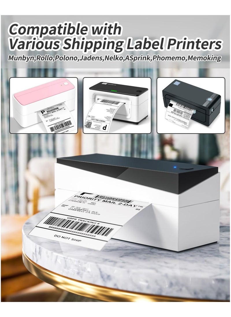 phomemo - 4x6 Thermal Direct Shipping Label, 4''x 6'' Fan-Fold Labels, Compatible with Rollo, MUNBYN, Zebra, Fargo Label Printer, 1 Pack of 500 Labels (White) - Image 1