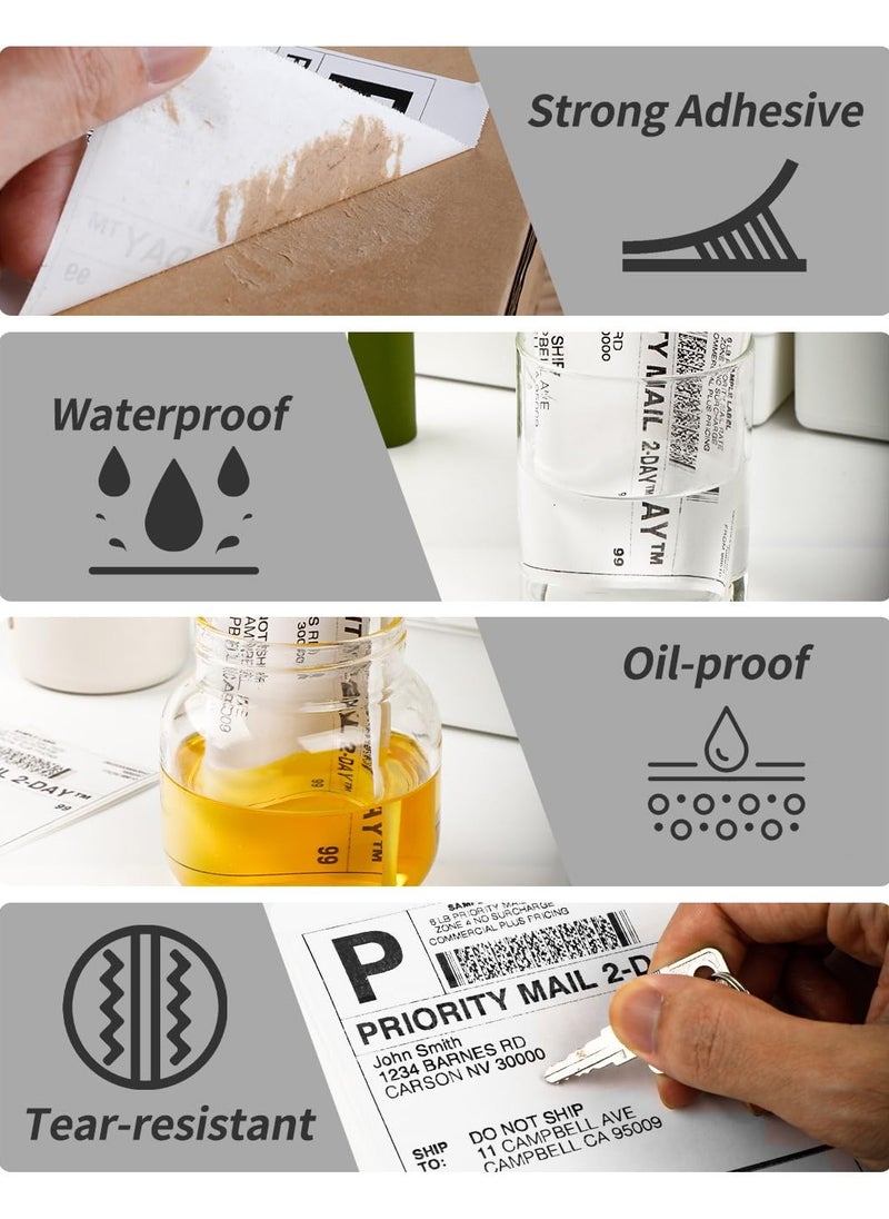 phomemo - 4x6 Thermal Direct Shipping Label, 4''x 6'' Fan-Fold Labels, Compatible with Rollo, MUNBYN, Zebra, Fargo Label Printer, 1 Pack of 500 Labels (White) - Image 1