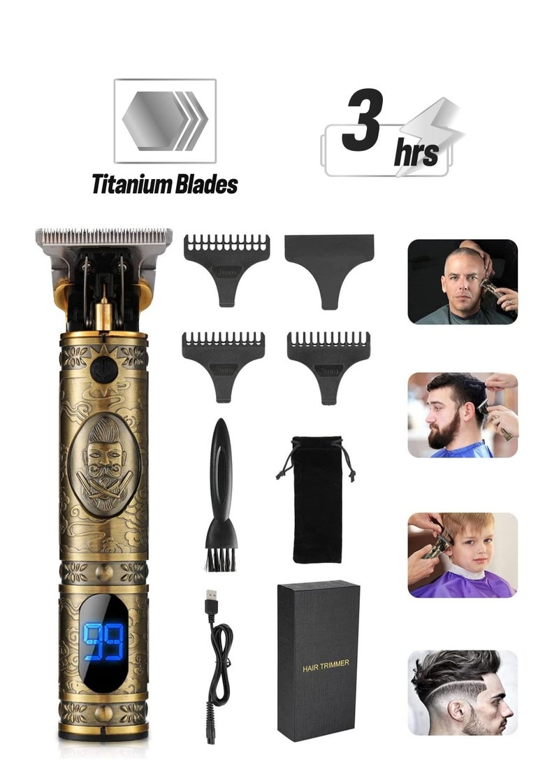 GENNEXT Upgraded Hair Trimmer Beard Clippers for Men Professional USB Electric Hair Clippers for Hair Cutting T Blade Gold Trimmers Pro Li Cordless Outliner Zero Gaped Rechargeable Retro Trimmer LED Display - Image 1
