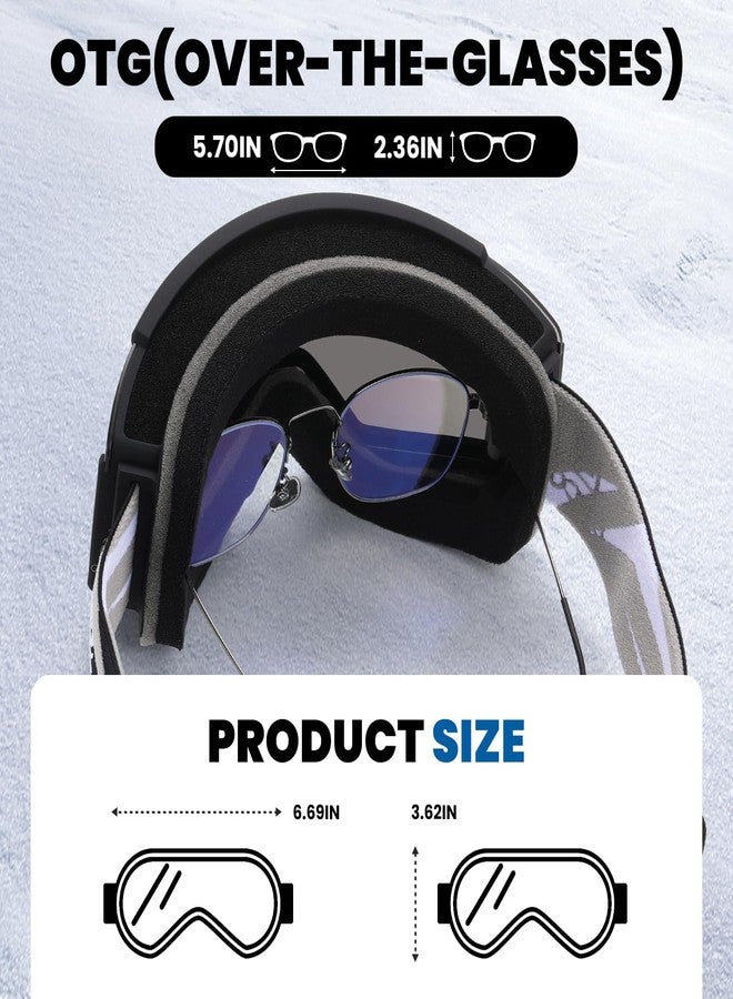 DUCO Ski Goggles Snowboard for Men Women,OTG Skiing Winter Snow Goggles Anti-Fog 100% UV400 Protection DCS003 (Black Silver) - Image 4