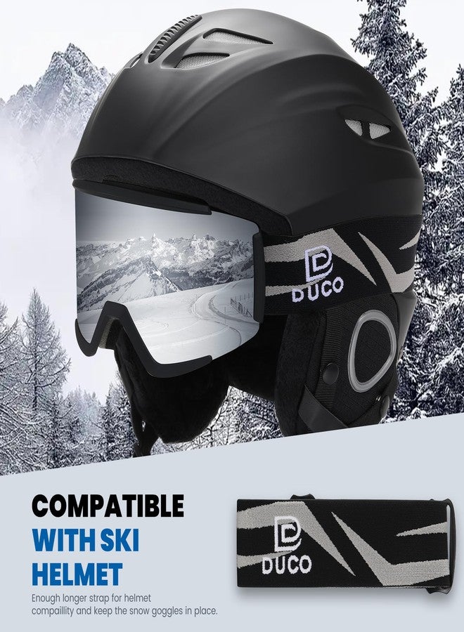 DUCO Ski Goggles Snowboard for Men Women,OTG Skiing Winter Snow Goggles Anti-Fog 100% UV400 Protection DCS003 (Black Silver) - Image 5