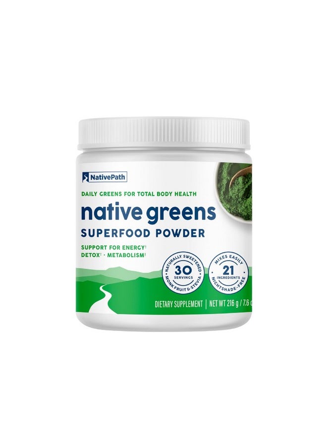 NativePath NativePath Native Greens Superfood Powder - Daily Super Greens Powder with Organic Greens and Superfoods to Support Detox, Thyroid, and Gut Health for Energy and Positive Body Changes, 30 Servings  - Image 1