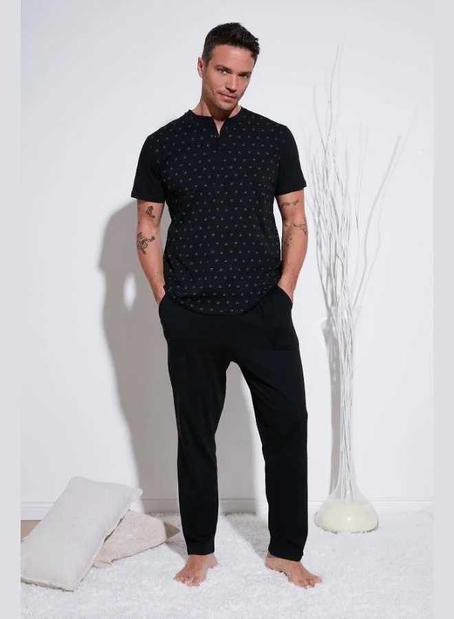 Buratti Cotton Elastic Waist Regular Fit Short Sleeve Pajama Set Men's Pajama Set 6572009